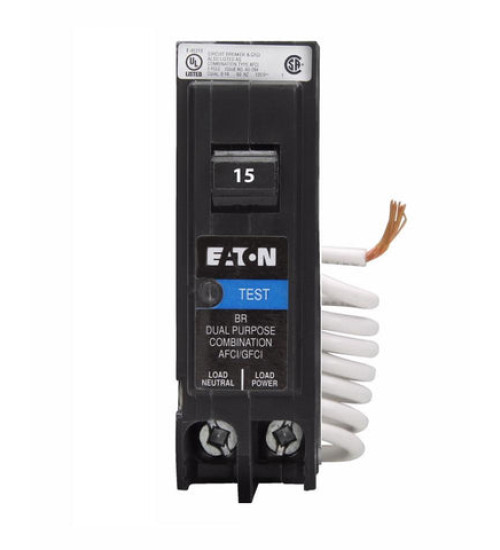 BRAFGF115C - Eaton Cutler-Hammer 15 Amp Single Pole Dual Function Circuit Breaker