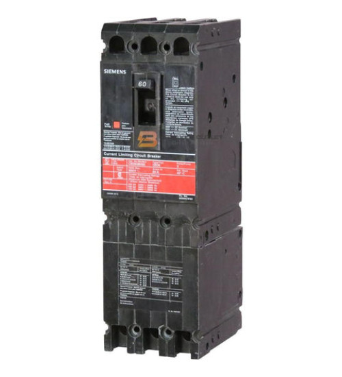 CED63B090 - LOW VOLTAGE SENTRON MOLDED CASE CIRCUIT BREAKER WITH THERMAL - MAGNETIC TRIP UNIT. STANDARD 40 DEG C BREAKER ED FRAME WITH CURRENT LIMITING BREAKING CAPACITY. MEETS UL 489 / IEC 60947-2 STANDARDS. 90A 3-POLE BREAKER (100KAIC AT 600V) (200KAIC AT 480V). SPECIAL FEATURES: LOAD LUGS ONLY (LN1E100) WIRE RANGE: 10 - 1/0AWG (CU/AL). DIMENSIONS (W x H x D) IN: 3 x 9.58 x 3.92. - Siemens