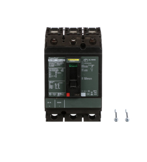 Square D HJL36025 - Circuit breaker, PowerPacT H, 150A, 3 pole, 600VAC, 25kA, lugs, thermal magnetic, 80% | Schneider Electric