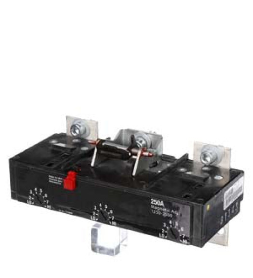 JD63T250 - LOW VOLTAGE SENTRON MOLDED CASE CIRCUIT BREAKER WITH THERMAL - MAGNETIC TRIP UNIT. TRIP UNIT FOR JD FRAME WITH STANDARD BREAKING CAPACITY. MEETS UL 489 / IEC 60947-2 STANDARDS. 250A 3-POLE BREAKER (25KAIC AT 600V) (35KAIC AT 480V). SPECIAL FEATURES: LINE AND LOAD SIDE LUGS (TA2J6500) WIRE RANGE: 3/0AWG - 500KCM (CU) / 4/0AWG - 500KCM (AL). DIMENSIONS (W x H x D) IN: 7.5 x 11 x 4. - Siemens