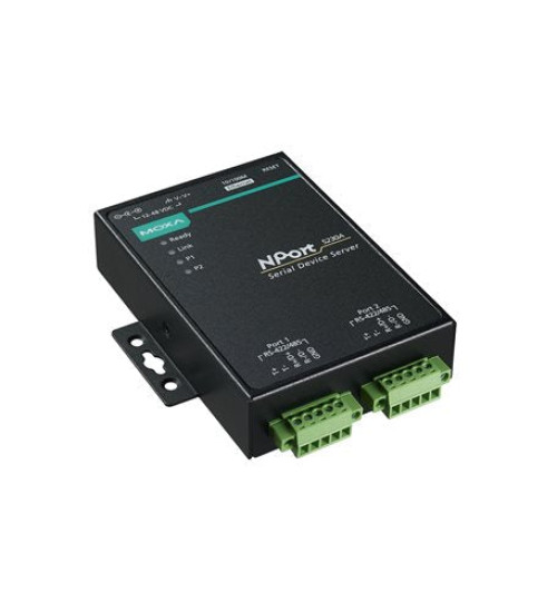 NPort 5230A-T, 2-port RS-422/485 device server, -40 to 75°C operating temperature