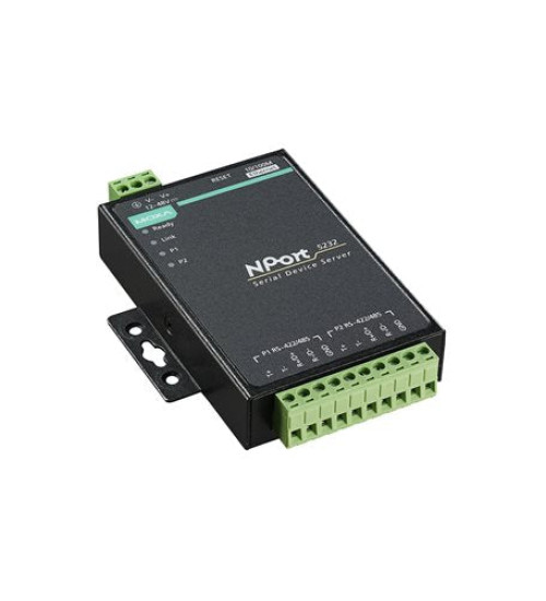 NPort 5232-T, 2-port RS-422/485 device server, -40 to 75°C operating temperature