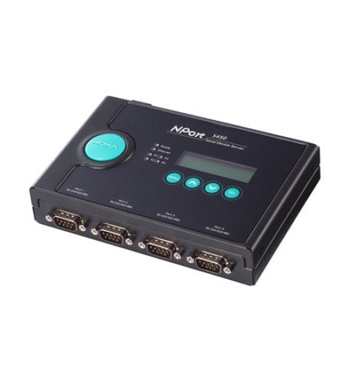 NPort 5450I-WITH-ADAPTER, 4 port device server, 10/100M Ethernet, RS-232/422/485, DB9 connectors, 12-48 VDC with 2KV isolation