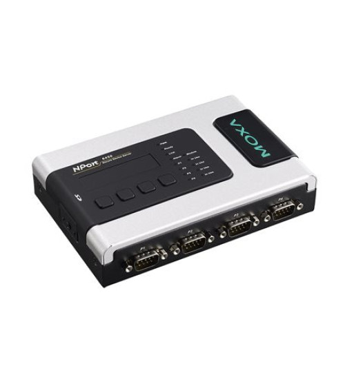NPort 6450-T, 4-port secure device server, RS-232/422/485 to Ethernet, -40 to 75°C operating temperature