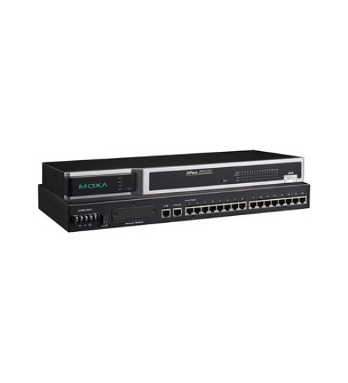 NPort 6650-16-HV-T, 16-port RS-232/422/485 to Ethernet secure terminal server, 88 to 300 VDC power input, -40 to 85°C operating temperature