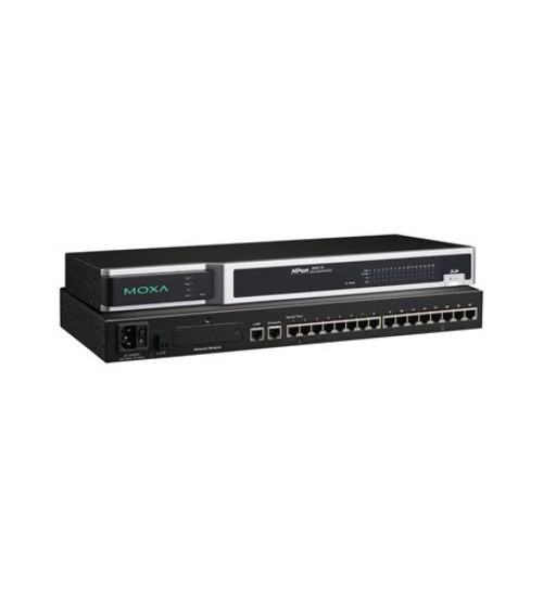 NPort 6650-16-T, 16-port RS-232/422/485 to Ethernet secure terminal server, -40 to 75°C operating temperature, 100 to 240 VAC input