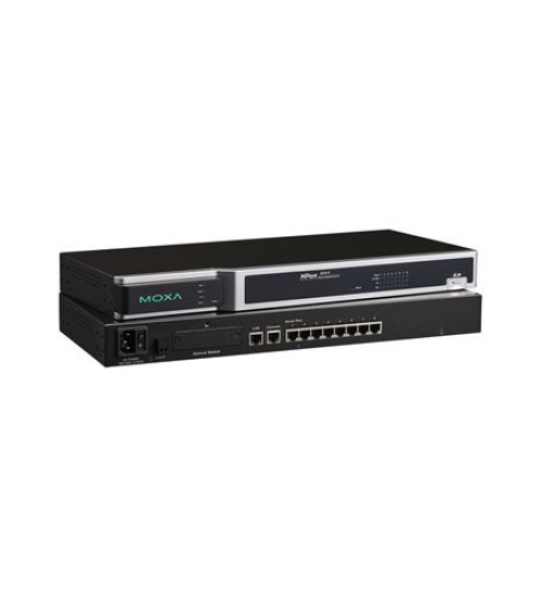 NPort 6650-8-T, 8-port RS-232/422/485 to Ethernet secure terminal server, -40 to 75°C operating temperature, 100 to 240 VAC input