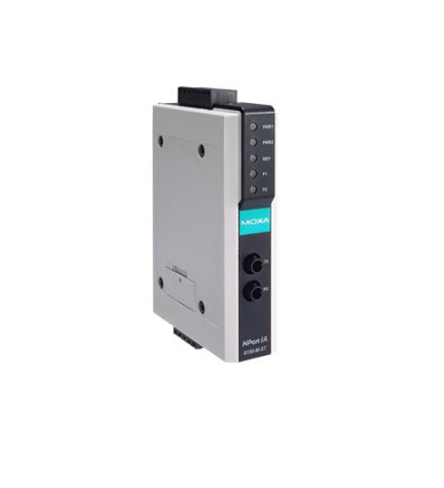 NPort IA-5150-M-ST-T, 1-port RS-232/422/485 device server with 1 100BaseF(X) multi-mode fiber port (ST connectors), -40 to 75°C operating temperature