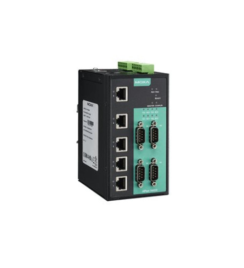 NPort S8455I-T, 4 RS-232/422/485 ports, 5 10/100BaseT(X) ports, 12 to 48 VDC, 2 kV isolation protection, -40 to 75°C operating temperature