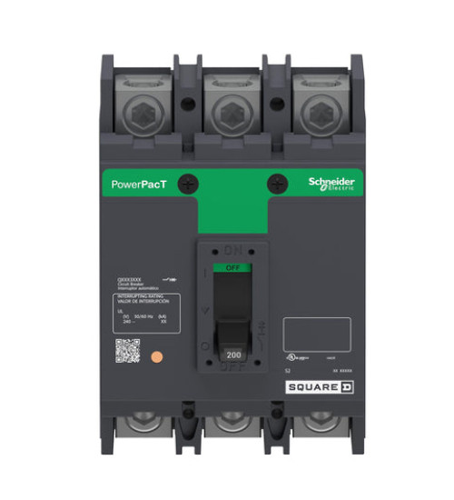 Square D QBL32200 - Circuit breaker, PowerPacT Q, 200A, 3 pole, 240VAC, 10kA, lugs, thermal magnetic, 80% | Schneider Electric
