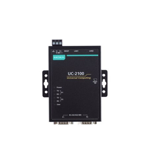 UC-2112-T-LX, Compact RISC-based embedded computer with 1 GHz processor, 2 serial ports, 2 Ethernet ports (1 Gigabit Ethernet), microSD slot and -40 to 75°C operating temperature