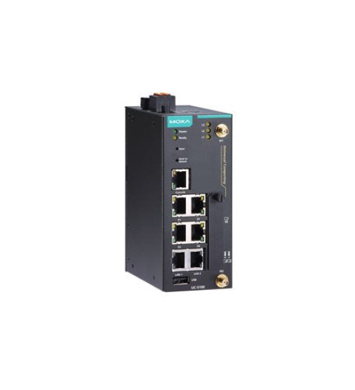 UC-5101-LX, Arm-based industrial computing platform with Cortex-A8 1 GHz CPU, 4 serial ports, 2 Ethernet ports, 1 SD slot, 4 DIs, 4 DOs, 1 USB port, -10 to 60°C operating temperature range