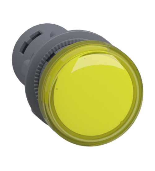 XA2EVE8LC - Monolithic pilot light, Easy Harmony XA2, plastic, yellow, 22mm, integral LED, screw clamp terminals, 48V AC DC - Schneider Electric
