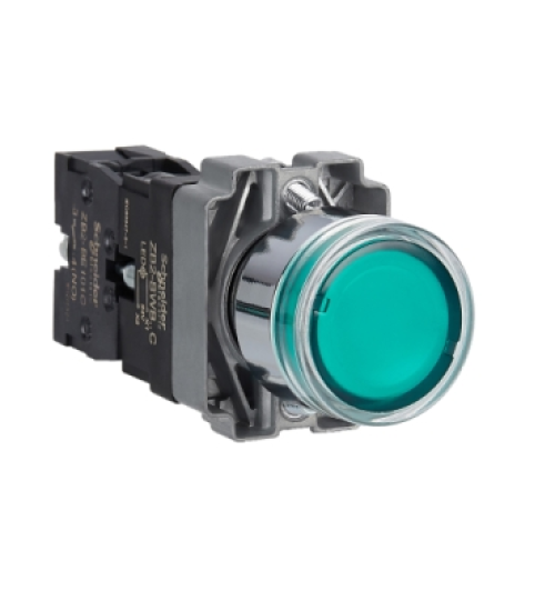XB2BW33B1C - Illuminated push button, Easy Harmony XB2, metal, flush, green, 22mm, spring return, 24V AC DC, 1NO - Schneider Electric