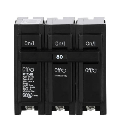 BR380 - Eaton Cutler-Hammer 80 Amp 3 Pole Circuit Breaker