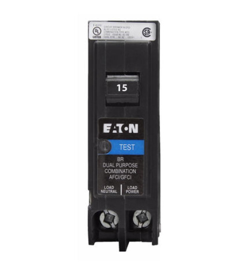 BRP115DFC - Eaton Cutler-Hammer 15 Amp Single Pole Dual Function Arc Fault & Ground Fault Circuit Breaker